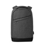 Rucksack aus zweifarbigem 600D-Polyester mit gepolstertem Schultergurt und großem Innenfach. Inklusive internem 13-Zoll-Laptopfach und USB-Ladekabel. Reißverschluss auf der Rückseite für besseren Schutz.-Schwarz-8719941011250