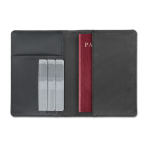 Geldbörse / Reisepasshalter mit RFID-Sicherheit aus zweifarbigem Polyester.-Schwarz-8719941030763-1