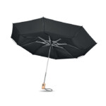 23 Zoll 3-lagiger faltbarer Regenschirm mit automatischer Öffnung/Schließung aus 190T RPET Pongee. Fiberglasrippen. Bambusgriff mit Baumwollhandschlaufe. Inklusive passender RPET-Tasche.-Schwarz-8719941053533-3
