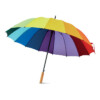 27-Zoll-Regenbogenregenschirm mit automatischer Öffnung aus 190T-Pongee mit Holzstange