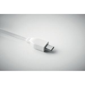 Bambus-Schlüsselanhänger mit USB-A auf Micro-B (2-in-1-Pin) und Ladekabel Typ C. Bambus ist ein Naturprodukt und weist leichte Abweichungen in Farbe