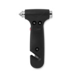 3 in 1 Sicherheitshammer mit Gurtschneider und LED-Licht. Im ABS. 3 AG3-Batterien enthalten.-Schwarz-8719941009745