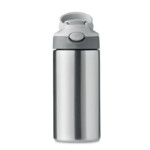 Doppelwandige Edelstahl-Isolierflasche mit Silikon-Mundstück am Deckel. Fassungsvermögen: 350 ml. Anti-Leck.-Silber matt-8719941054530-3
