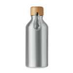 Einwandige Aluminiumflasche mit Bambusverschluss und Karabiner. Fassungsvermögen: 400 ml. Der Karabiner ist nicht zum Klettern geeignet.-Silber matt-8719941056756-2