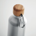 Einwandige Aluminiumflasche mit Bambusverschluss und Karabiner. Fassungsvermögen: 400 ml. Der Karabiner ist nicht zum Klettern geeignet.-Silber matt-8719941056756-6