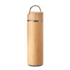 Doppelwandige Isolierflasche aus Edelstahl/Bambus mit zusätzlichem Tee-Ei im Inneren. Fassungsvermögen: 400 ml. Leckagefrei.-Holz-8719941053502
