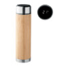 Doppelwandige Isolierflasche aus Edelstahl/Bambus mit integriertem Tee-Ei. LED-Touch-Thermometer im Deckel. 1 CR 2450 Batterie enthalten. Fassungsvermögen: 480 ml. Ohne Leckage.-Holz-8719941054448