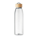 Glasflasche mit Bambusdeckel und TPU-Halterung. Nicht geeignet für kohlensäurehaltige Getränke. Fassungsvermögen: 500 ml. Ohne Leckage.-Transparent-8719941053298-1