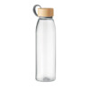 Glasflasche mit Bambusdeckel und TPU-Halterung. Nicht geeignet für kohlensäurehaltige Getränke. Fassungsvermögen: 500 ml. Ohne Leckage.-Transparent-8719941053298