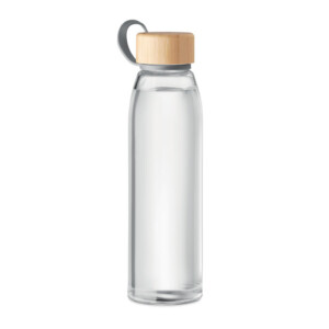 Glasflasche mit Bambusdeckel und TPU-Halterung. Nicht geeignet für kohlensäurehaltige Getränke. Fassungsvermögen: 500 ml. Ohne Leckage.-Transparent-8719941053298-2