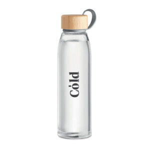 Glasflasche mit Bambusdeckel und TPU-Halterung. Nicht geeignet für kohlensäurehaltige Getränke. Fassungsvermögen: 500 ml. Ohne Leckage.-Transparent-8719941053298-5