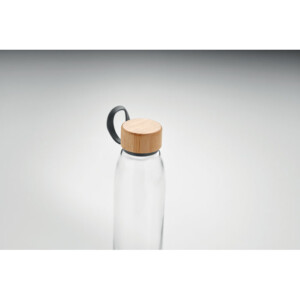 Glasflasche mit Bambusdeckel und TPU-Halterung. Nicht geeignet für kohlensäurehaltige Getränke. Fassungsvermögen: 500 ml. Ohne Leckage.-Transparent-8719941053298-6
