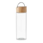 Glasflasche mit Bambusdeckel mit Henkel. Fassungsvermögen: 500 ml. auslaufsicher-Transparent-8719941055728