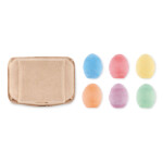 Set mit 6 eiförmigen Kreiden in einer Eierschachtel aus Pappe.-Beige-8719941056657-3
