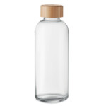 Glasflasche mit Bambusdeckel. Fassungsvermögen 650ml. Auslaufschutz.-Transparent-8719941055872