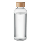 Glasflasche mit Bambusdeckel. Fassungsvermögen 650ml. Auslaufschutz.-Transparent-8719941055872-2