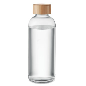 Glasflasche mit Bambusdeckel. Fassungsvermögen 650ml. Auslaufschutz.-Transparent-8719941055872-2
