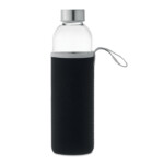 Glasflasche mit Neoprenüberzug in 750 ml. Nicht geeignet für kohlensäurehaltige Getränke. Anti-Leck.-Schwarz-8719941057500-3