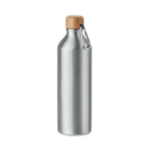 Einwandige Aluminiumflasche mit Bambusverschluss und Karabiner. Fassungsvermögen: 800 ml. Der Karabiner ist nicht zum Klettern geeignet.-Silber matt-8719941056763