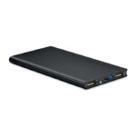 Externes Ladegerät 8000 mAh aus Aluminium mit Solarpanel. Kann mit Smartphone