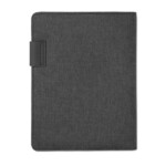 A5-Mappe aus PU-Leinen mit Magnetverschluss inklusive Powerbank mit 4000 mAh. Integrierter Micro-USB-zu-Typ-C-Anschluss Enthält 20 Notizblätter und mehrere Innenfächer.-Schwarz-8719941004368-1