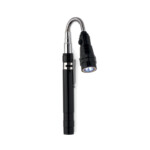 Ausziehbare Lampe aus Aluminium mit Magnet oben und seitlichem Clip. 4 LR44-Batterien enthalten. Maximale Länge 57 cm.-Schwarz-8719941006980-2