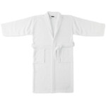 Bademantel aus 100% Bio-Baumwolle 350gr/m² mit Taschen auf beiden Seiten. Diese strapazierfähige Robe fühlt sich weich an. Nachhaltiger Bademantel. Passend für Größe XL/XXL. Präsentiert in einer Geschenktüte aus Bio-Baumwolle.-Weiß-8719941053984-2