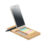 Schreibtisch-Organizer mit Tischtelefonhalter aus Bambus mit Büroklammern und Haftnotizen.-Holz-8719941056282-2