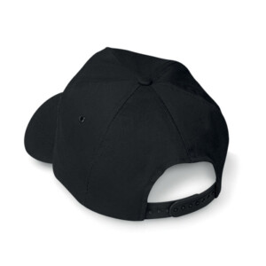 5-Panel-Baseballcap aus Baumwolle mit verstellbarer Kunststofflasche. 2 Metallösen in passender Farbe. Größe 7 1/4.-Schwarz-8719941015081-1