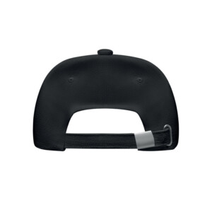 5-Panel-Baseballcap aus gebürsteter Bio-Baumwolle 250 g/m² mit verstellbarem Metallschnallenverschluss hinten. 4 Metallösen mit passender Farbbeschichtung.-Schwarz-8719941055933-1