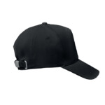 5-Panel-Baseballcap aus gebürsteter Bio-Baumwolle 250 g/m² mit verstellbarem Metallschnallenverschluss hinten. 4 Metallösen mit passender Farbbeschichtung.-Schwarz-8719941055933-2