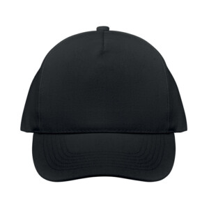 5-Panel-Baseballcap aus gebürsteter Bio-Baumwolle 250 g/m² mit verstellbarem Metallschnallenverschluss hinten. 4 Metallösen mit passender Farbbeschichtung.-Schwarz-8719941055933-3