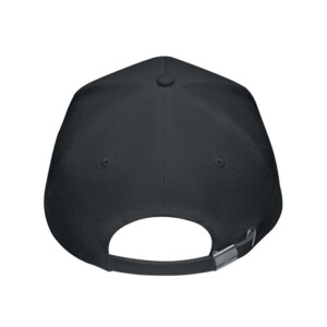 5-Panel-Baseballcap aus 100 % Hanfgewebe 370 g/m² mit Messingclip am verstellbaren Riemenverschluss. 5 genähte Ösen in passender Farbe. Größe 7 1/4.-Schwarz-8719941051720-1