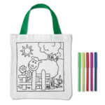 Kleine dekorative Baumwolltasche und 5 farbige Marker. 200gr/m².-Weiß-8719941022126