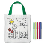 Kleine dekorative Baumwolltasche und 5 farbige Marker. 200gr/m².-Weiß-8719941022126-2