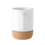 Keramikbecher mit spezieller Beschichtung für den Sublimationsdruck und Bodendetail aus Kork. Einzeln verpackt in einem weißen Karton. Fassungsvermögen: 300 ml-Weiß-8719941054387-3
