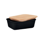 Lunch- oder Sandwichbox aus PP mit Bambusdeckel. Fassungsvermögen: 1 Liter.-Schwarz-8719941053168-2