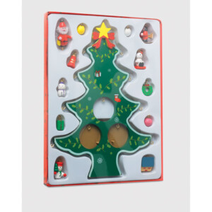 Weihnachtsbaum aus Holz mit 12 kleinen Dekorationen zum Aufhängen. Lieferung im Karton mit transparentem Deckel.-Grün-8719941012424-2