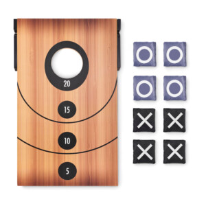Doppelseitiges Sandsack-Wurfspiel und Nullen-Kreuz-Spiel. Inklusive MDF-Platte und 8 Wurfsäcken.-Holz-8719941055889-3