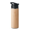 Doppelwandige Isolier-Vakuumflasche aus Edelstahl mit Bambus-Außenhülle und PP-Deckel. Fassungsvermögen: 450 ml. Anti-Leck.-Holz-8719941055117