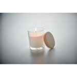 Wachskerze mit Vanilleduft im Glas mit Bambusdeckel in Geschenkbox aus Papier. 7cm Durchmesser.-Transparent-8719941053823-6