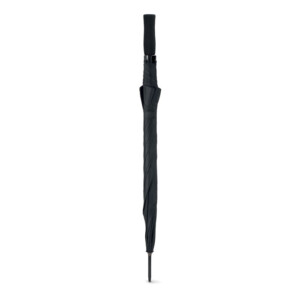 Automatisch zu öffnender Regenschirm aus 190T Pongee mit schwarz beschichtetem Metallstock und -schienen. Spitzen aus schwarzem Kunststoff. Schwarzer EVA-Griff. Manuelles Schließen.-Schwarz-8719941025677-1