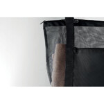 Einkaufstasche oder Strandtasche mit langen Henkeln aus 600D RPET mit RPET-Mesh und Reißverschlusstasche auf der Vorderseite. Isothermisches Fach auf der Unterseite.-Schwarz-8719941051966-6