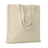Einkaufstasche aus Baumwolle mit langen Henkeln und Seitenfalten. 140gr/m². Produziert nach einem zertifizierten Standard für die Verwendung von Schadstoffen in Textilien.-Beige-8719941040182