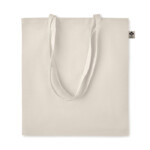 Einkaufstasche mit langen Henkeln aus Bio-Baumwolle. 140 g/m². Produziert nach einem zertifizierten Standard für die Verwendung von Schadstoffen in Textilien.-Beige-8719941052420