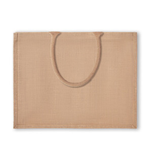 Laminierte Jute-Einkaufstasche mit verstärkten Baumwollgriffen.-Beige-8719941028777-2