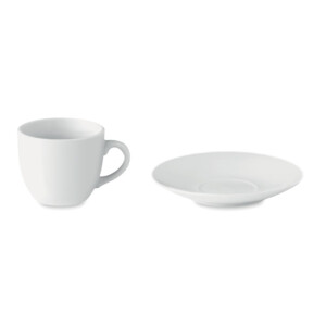 Tasse und Untertasse aus Porzellan. Fassungsvermögen: 80 ml.-Weiß-8719941037557-1