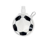Faltbare Trinkflasche in Fußballform aus BPA-freiem Kunststoff mit Karabiner. 500ml.-Weiß-8719941024304-1