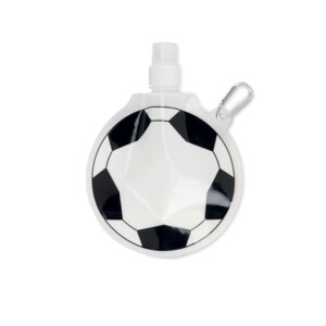 Faltbare Trinkflasche in Fußballform aus BPA-freiem Kunststoff mit Karabiner. 500ml.-Weiß-8719941024304-1