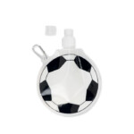 Faltbare Trinkflasche in Fußballform aus BPA-freiem Kunststoff mit Karabiner. 500ml.-Weiß-8719941024304